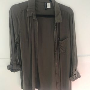 Army Green Button-Down Top